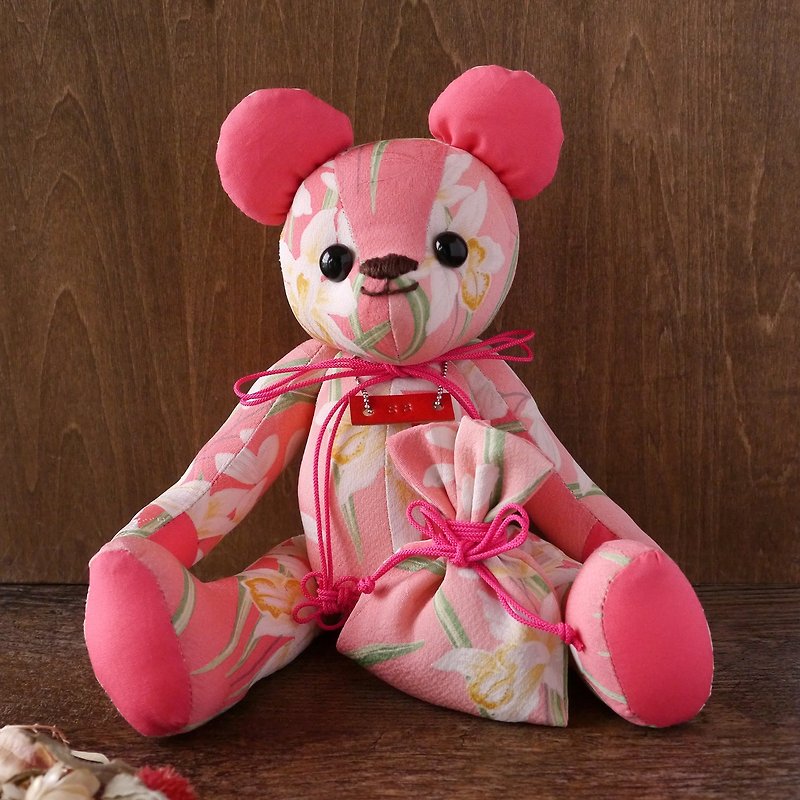Kimono teddy bear premium and odor bag with gift package - ตุ๊กตา - ผ้าไหม สึชมพู