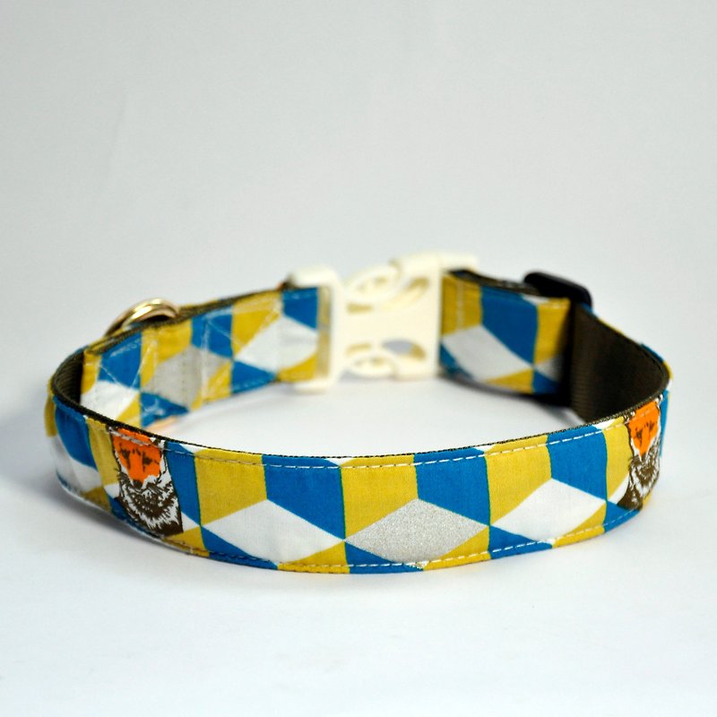 Pet luminous collar luminous collar dog collar collar plaid fox - ปลอกคอ - ผ้าฝ้าย/ผ้าลินิน สีเหลือง