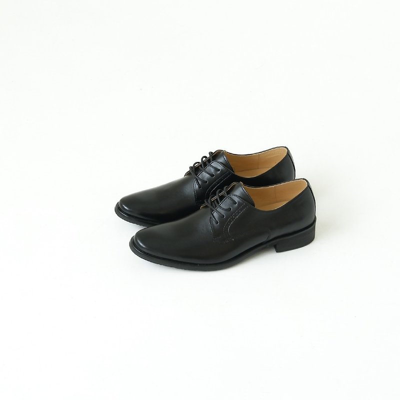 極簡素面紳士皮鞋(T01黑) - 男皮鞋 - 真皮 黑色