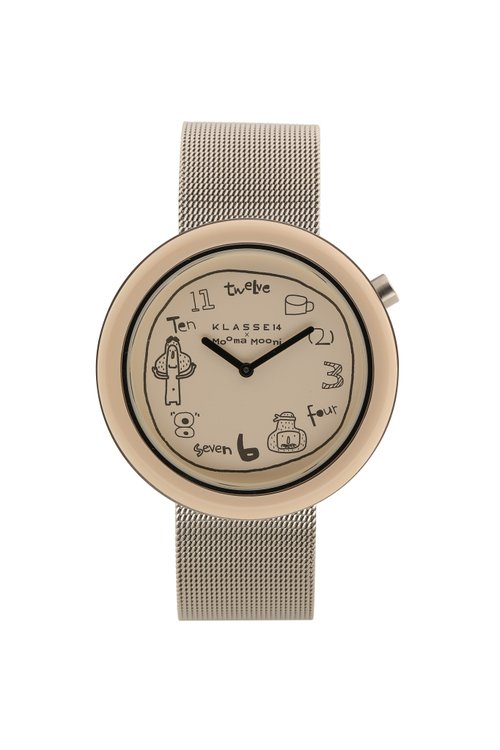 Klasse14 x Topbananax Mooma Mooni beige steel band watch 36