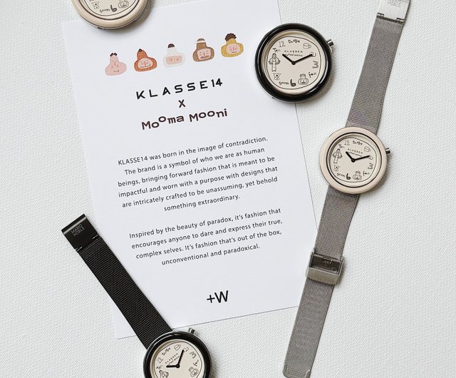 Klasse14 x Topbananax Mooma Mooni beige steel band watch 36