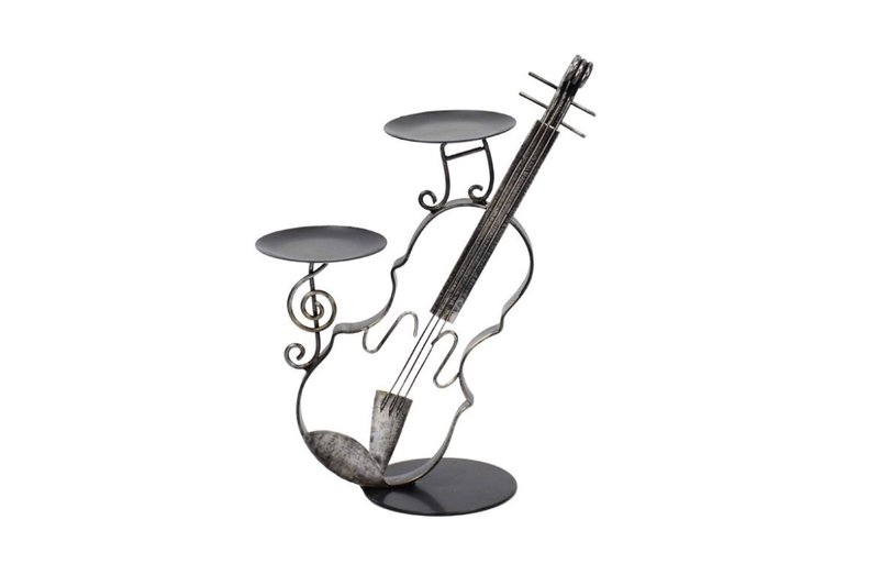 Cello basket empty metal color metal sculpture art candle holder - Candles & Candle Holders - Other Metals 