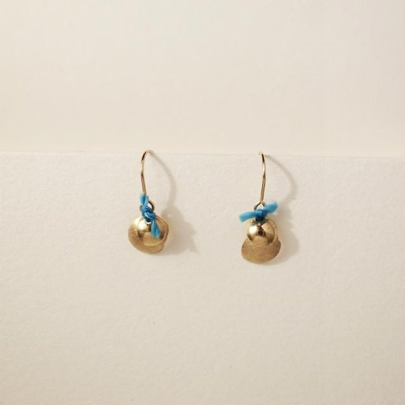 18K Gold Hook Earrings Layer Blue Pair for Women Minimalist - ต่างหู - เครื่องประดับ สีทอง