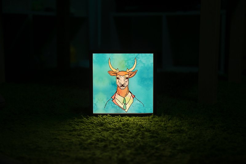Lighto光印樣  Mini燈箱  Mr. Deer(Bebe) - 燈具/燈飾 - 木頭 黑色