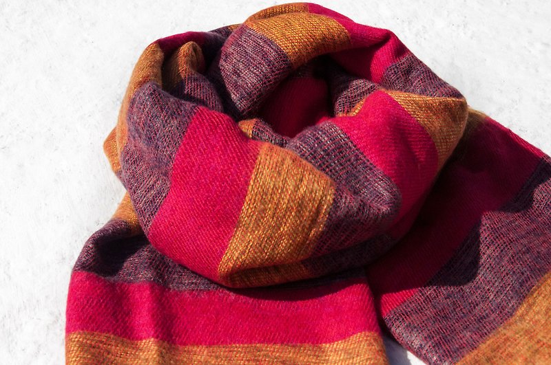 Pure wool shawl / knitted scarf / knitted shawl / blanket / pure wool scarf / wool shawl - fruit tea - ผ้าพันคอถัก - ขนแกะ หลากหลายสี