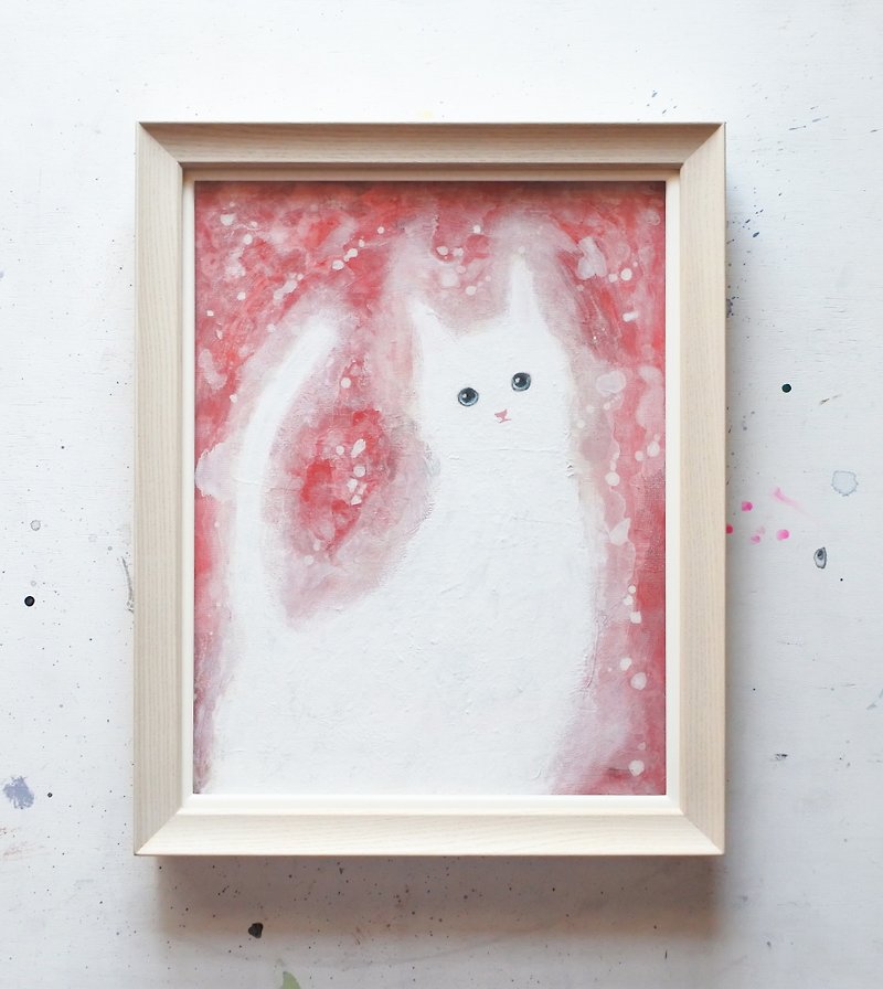オリジナル絵画 聖なる猫のHOLY - ポスター・絵 - アクリル ピンク