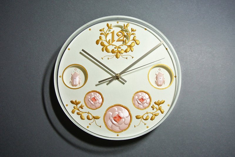 Paper sculpture wall clock - flower beetles - นาฬิกา - กระดาษ สีใส