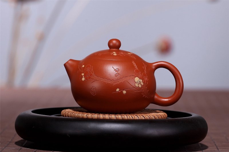 宜興紫砂壺茶壺茶具茶文化手工朱泥160cc泡茶壺適合三到四人喝茶 - 茶具/茶杯 - 陶 紅色