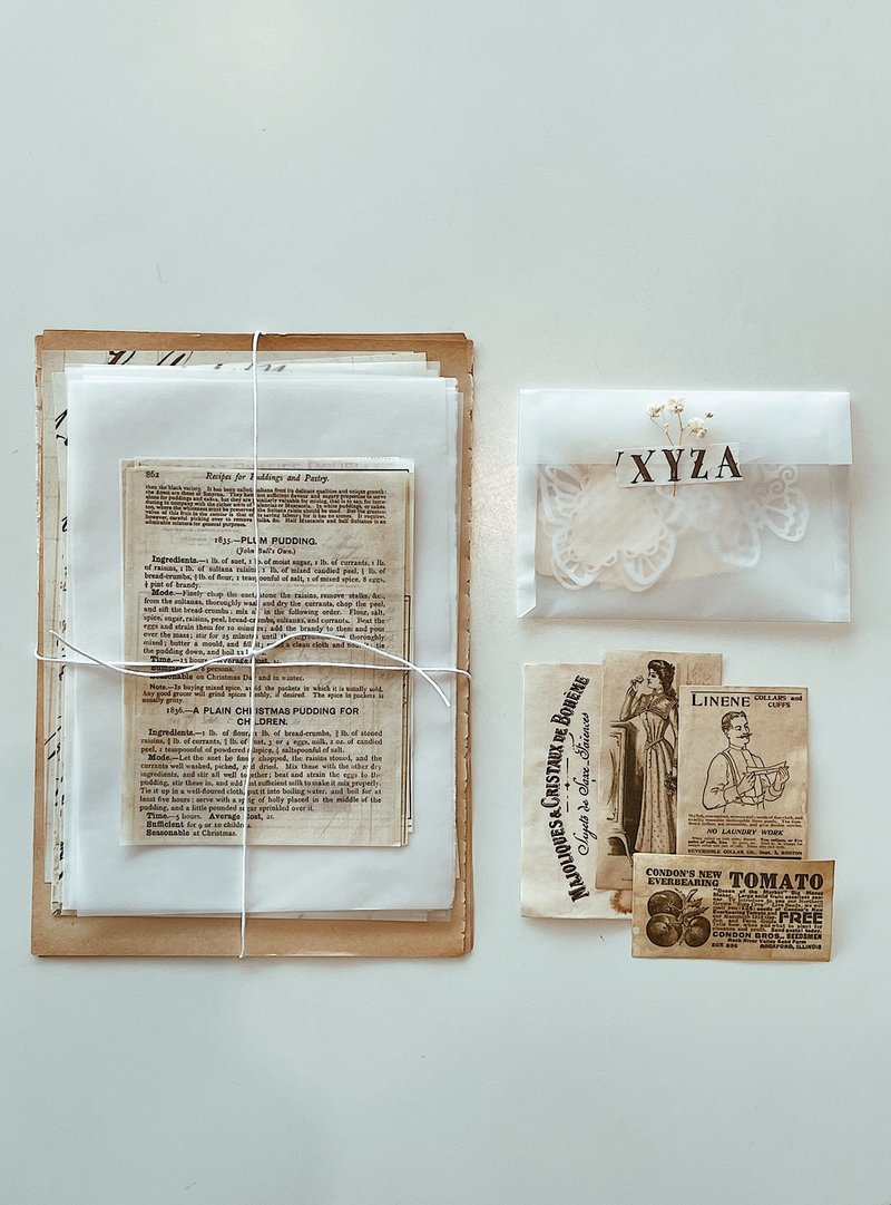 Vintage Diary Decorating Paper Set - White Paper Pack 36p - 貼紙 - 紙 白色
