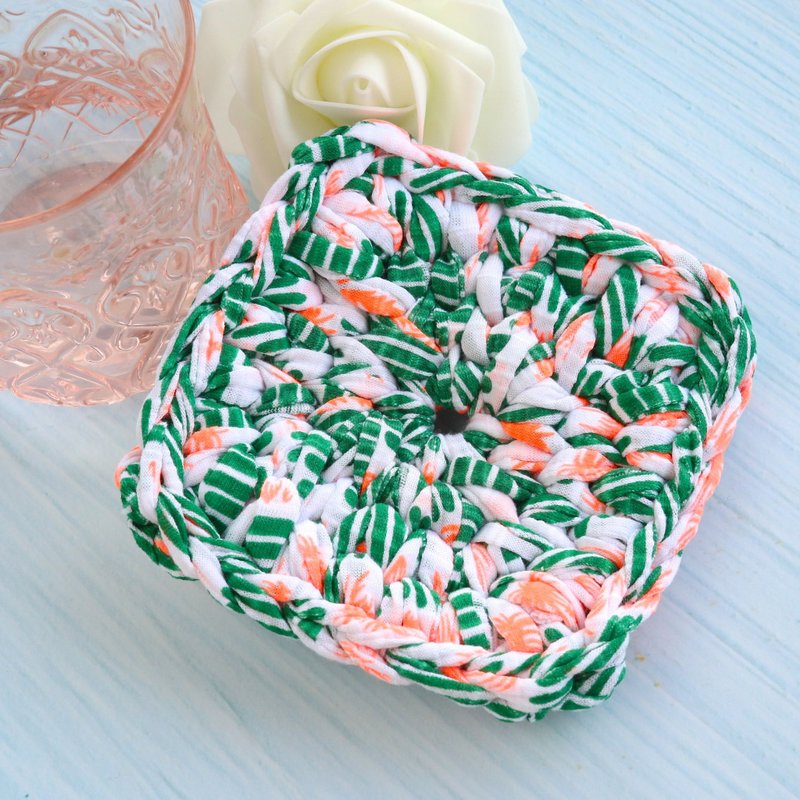 Square cloth hand-crocheted coaster / insulated coaster Hawaiian coconut gift order - ที่รองแก้ว - ผ้าฝ้าย/ผ้าลินิน สีเขียว