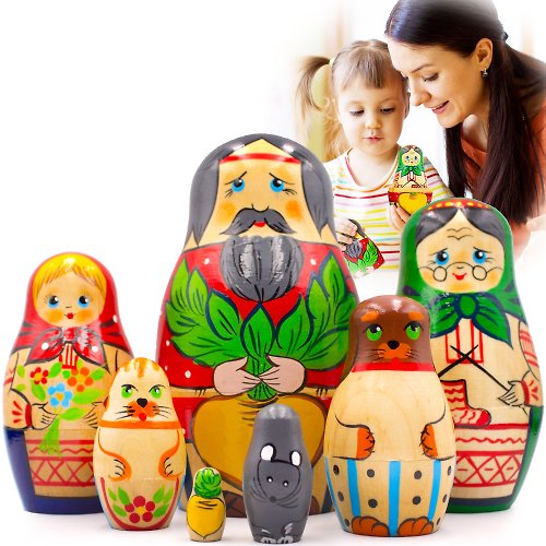 布列斯特纪念品厂 - 套娃 Nesting Dolls 7 pcs - Matryoshka Dolls with Characters from Russian Folk Tale