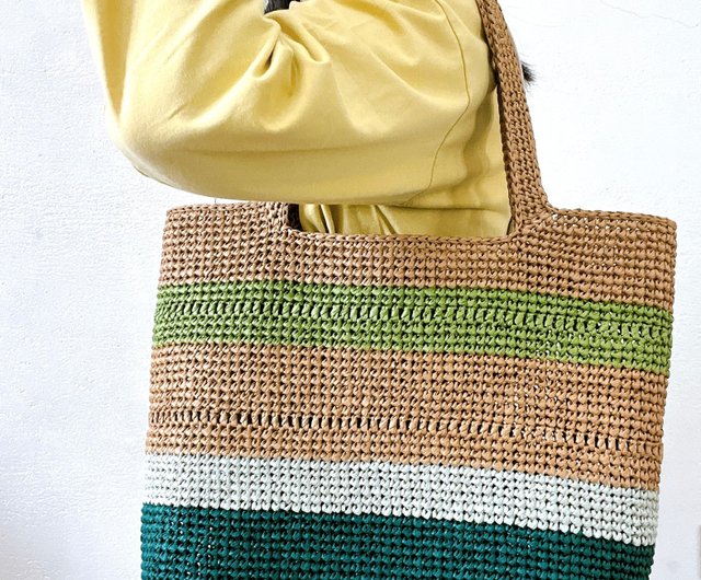 HEXA - Straw Raffia hand shops Crochet Bag