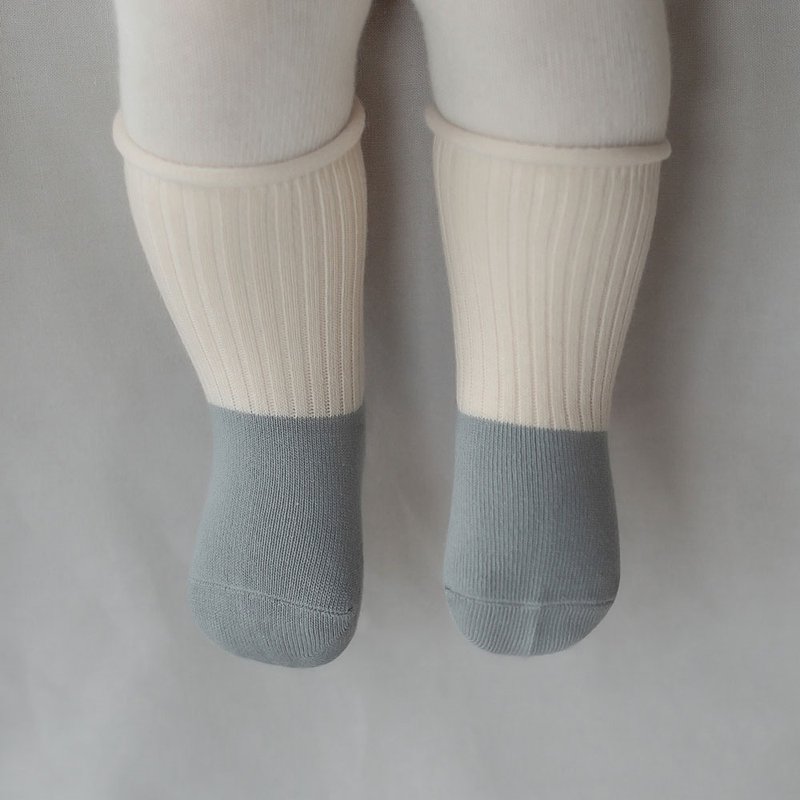 Happy Prince Korean made Amber roll-up two-tone baby and children's socks - Baby Socks - Cotton & Hemp 