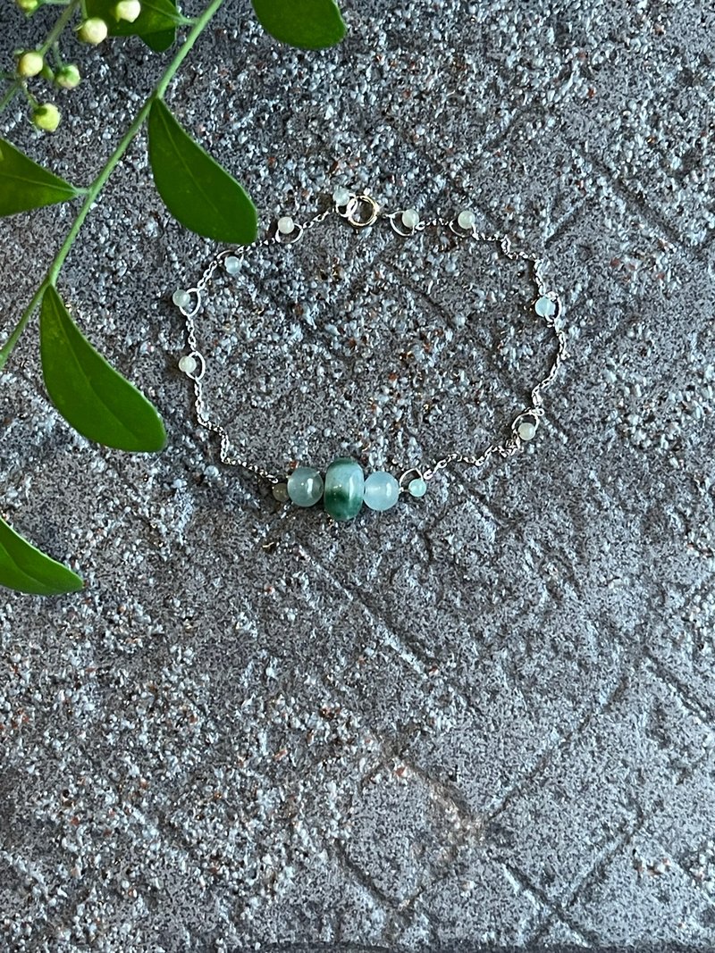 細手鍊 II 緬甸玉綠珠X緬玉珠 II 防敏包金不易褪色鍊緬甸A貨翡翠 - 手鍊/手環 - 玉石 