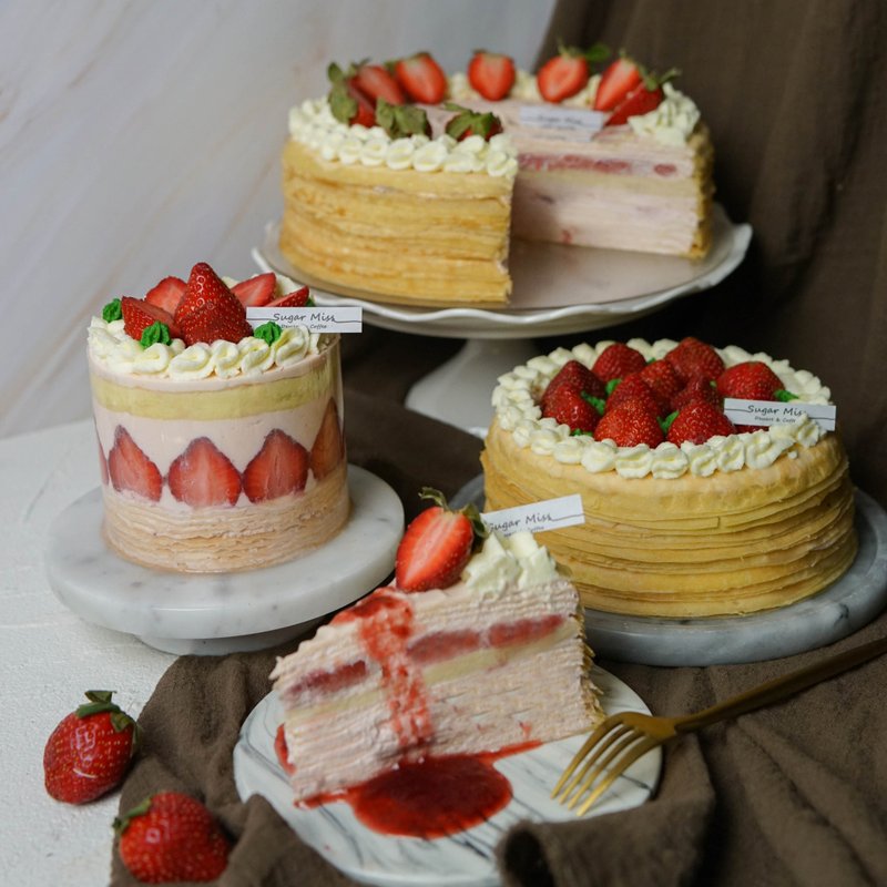 Strawberry Season-Strawberry Chantilly Layer Cake 4 inches - Cake & Desserts - Other Materials 