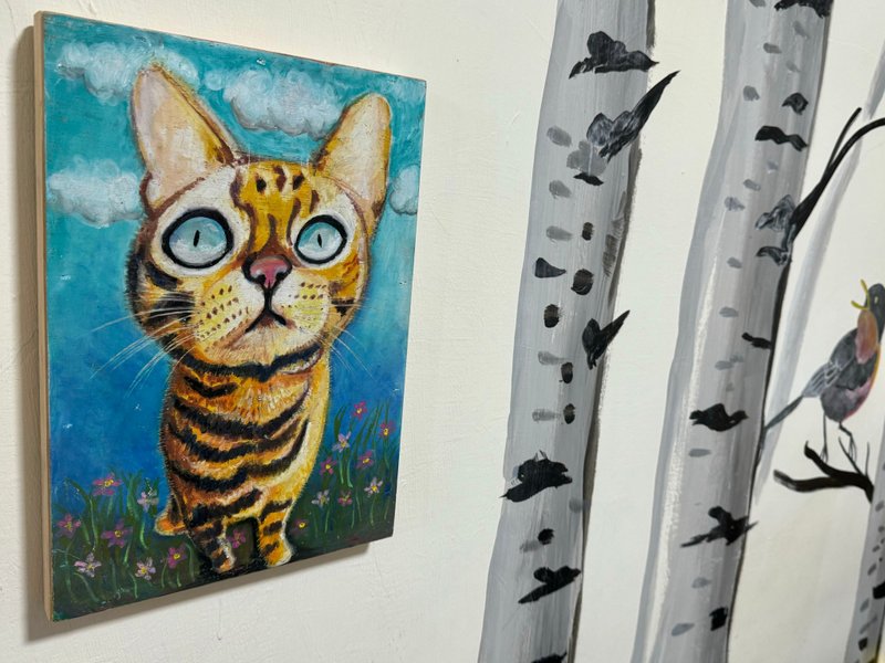 hand painted mini cat - โปสเตอร์ - วัสดุอีโค 