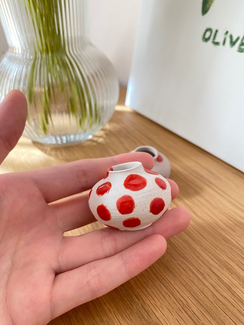 Mini Small Ceramic Mushroom Series 01 - Pottery & Ceramics - Pottery Red
