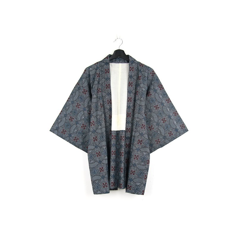 グリーン・ジャパンに戻ってきた羽織りファン・ステッチ/ヴィンテージの着物 - ジャケット - シルク・絹 