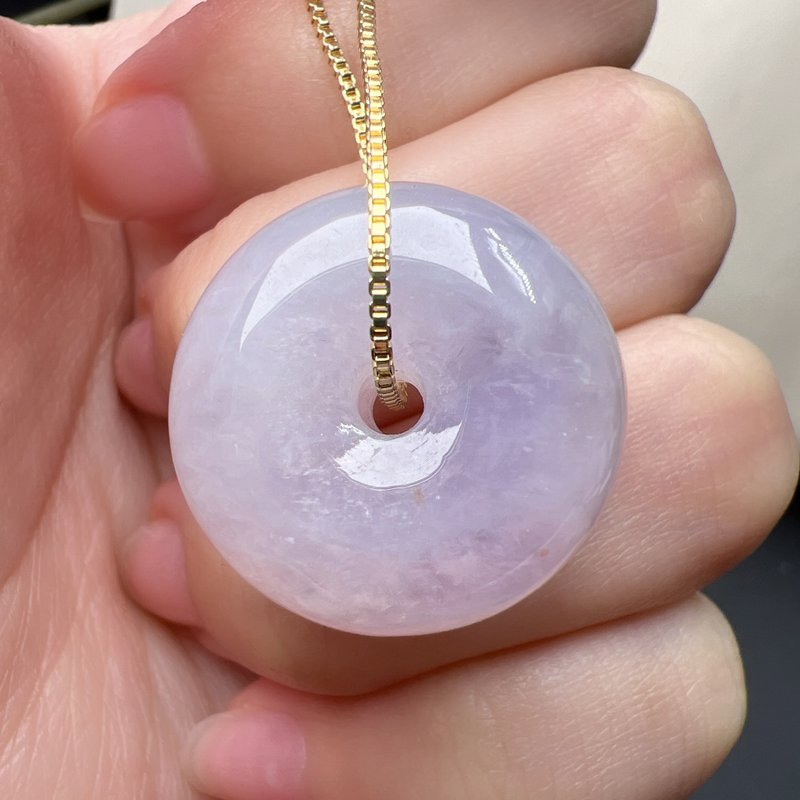 [May‧Peace] Violet Jade Peace Buckle Pendant | Natural Burmese Jade Jade A Grade | Gift - พวงกุญแจ - หยก สีม่วง