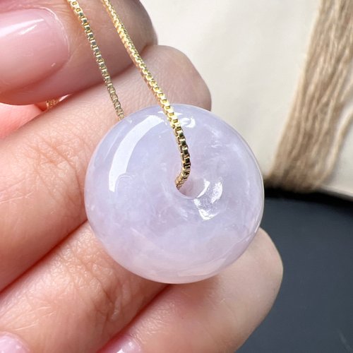 平和への願い】アイスタイプバイオレット翡翠ピースバックルネックレス