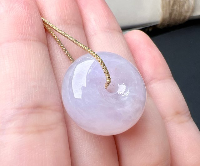 平和への願い】アイスタイプバイオレット翡翠ピースバックルネックレス