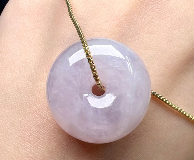 平和への願い】アイスタイプバイオレット翡翠ピースバックルネックレス