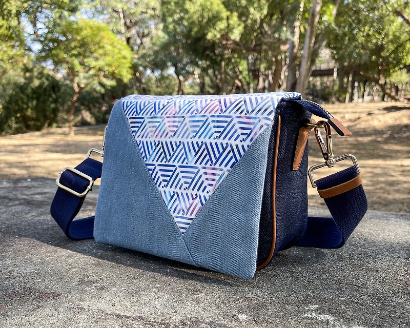 geometric patchwork crossbody bag - Messenger Bags & Sling Bags - Cotton & Hemp 