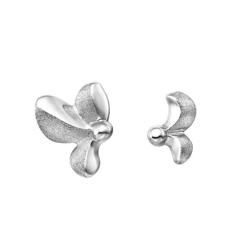 Grain full Dancing Lightly asymmetry 925silver earrings - ต่างหู - เงิน สีเงิน