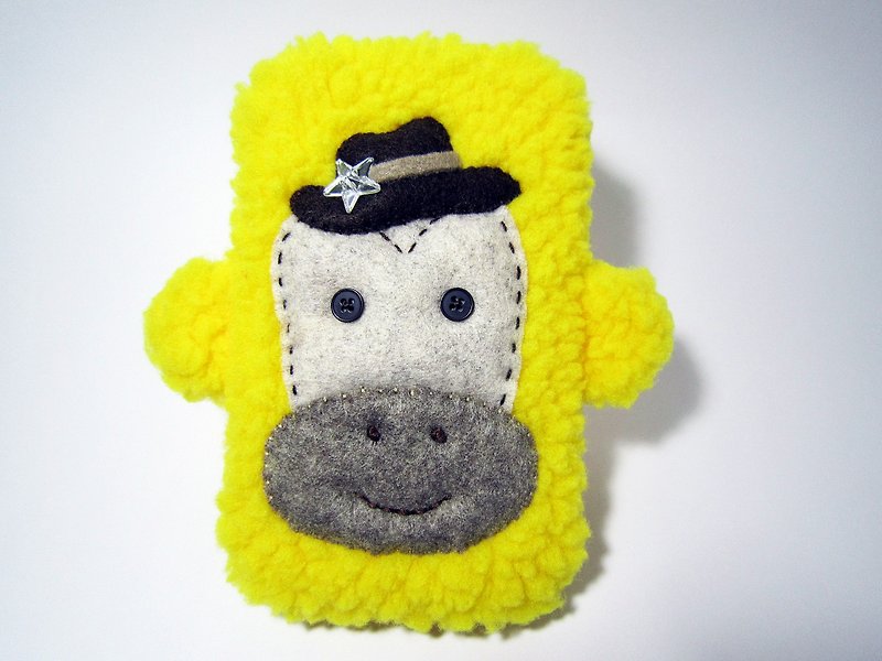 A monkey mobile phone pocket - i7Plus custom models - เคส/ซองมือถือ - ผ้าฝ้าย/ผ้าลินิน สีเหลือง