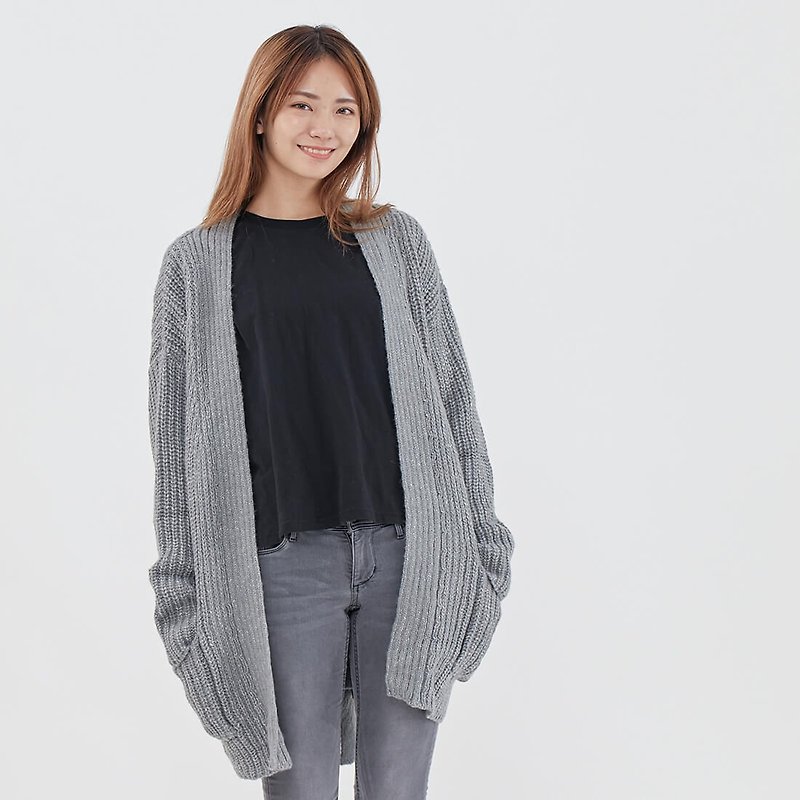 Winnie Long Wrap Sweater Cardigan / Grey - Women's Sweaters - Polyester Gray