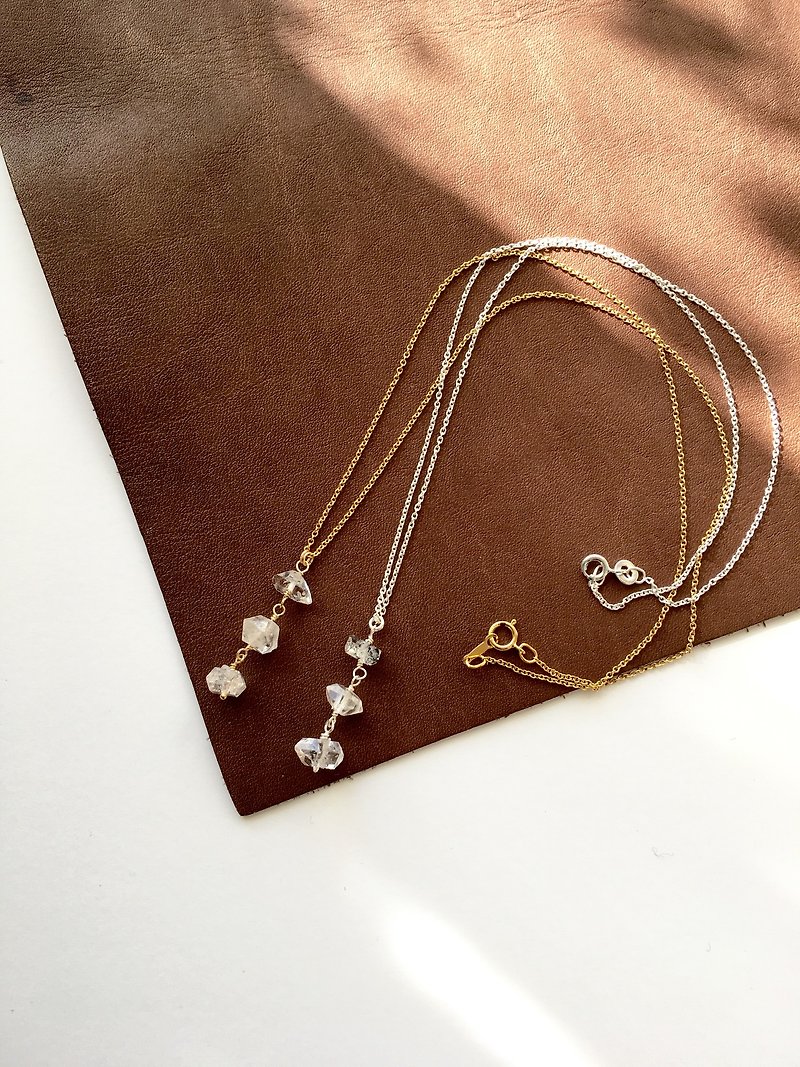 Harkimer diamond Quartz Necklace 14 kgf SV 925 - Necklaces - Gemstone Transparent