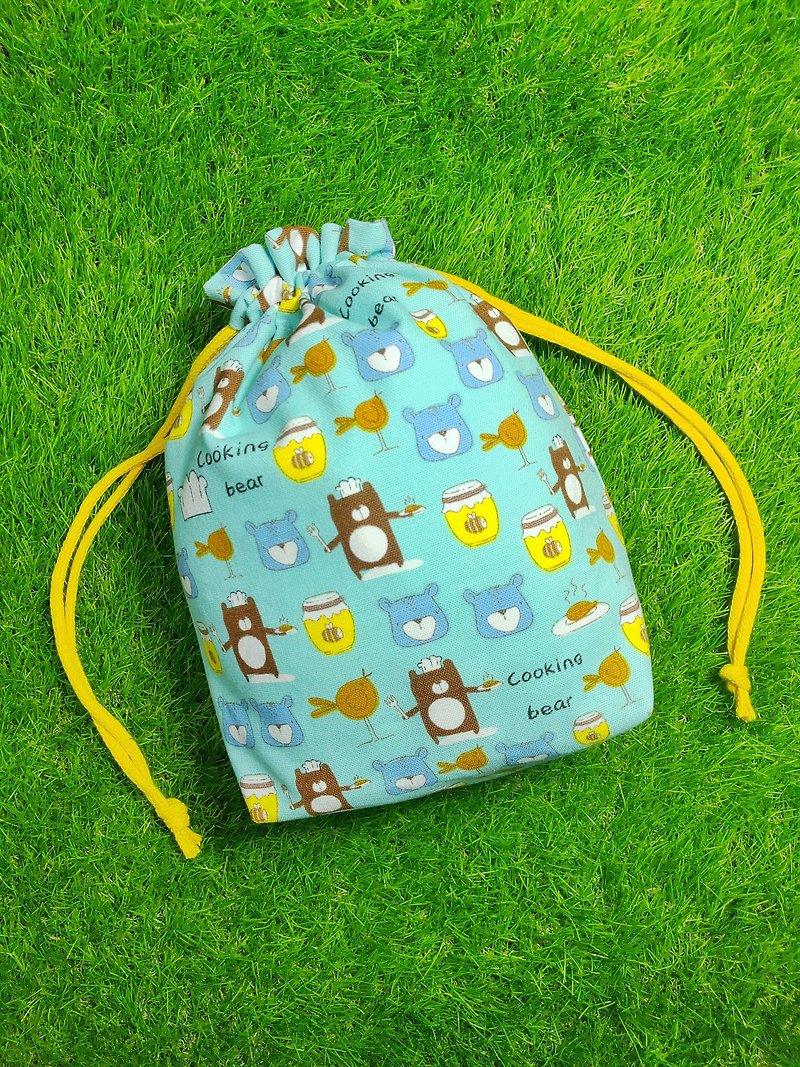 Handmade Drawstring Pocket-Little Bear Chef - Backpacks & Bags - Cotton & Hemp 