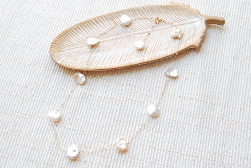 淡いマルチカラーケシパールのネックレス１４kgf - ネックレス - 真珠 多色