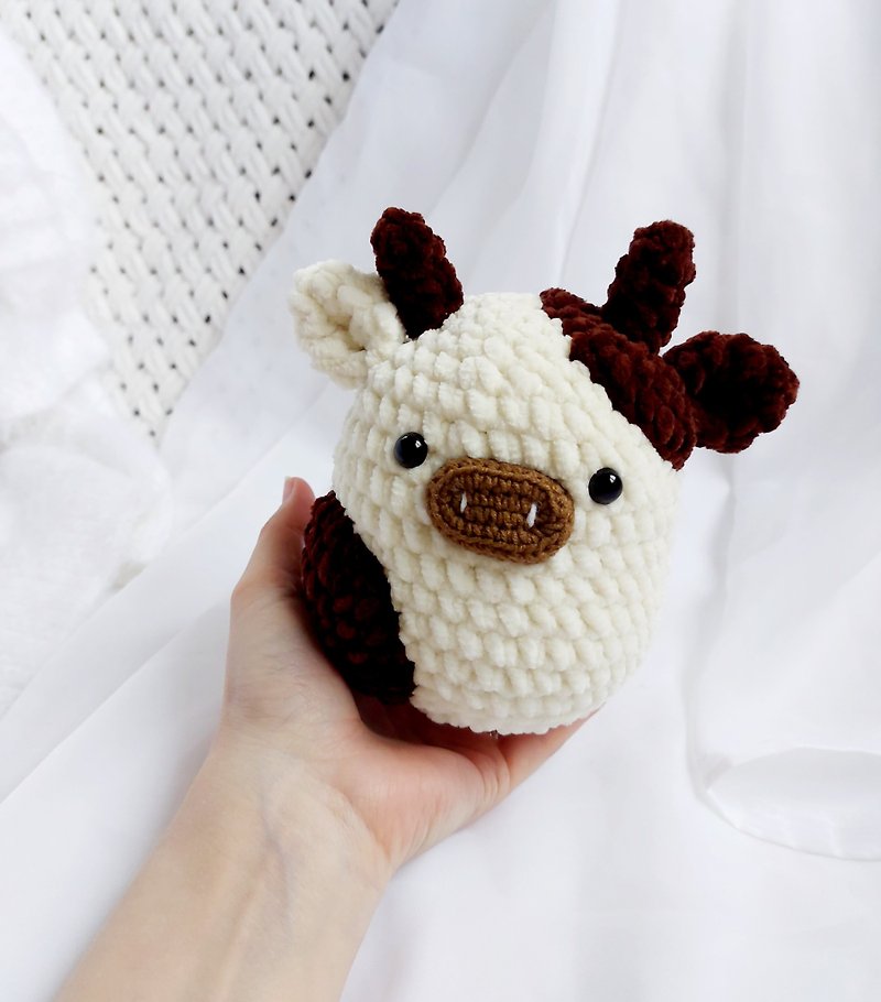 Crochet cow Plush cow Brown cow Crochet plush cow toy Cow toy Cow stuffed animal - Kids' Toys - Thread Brown