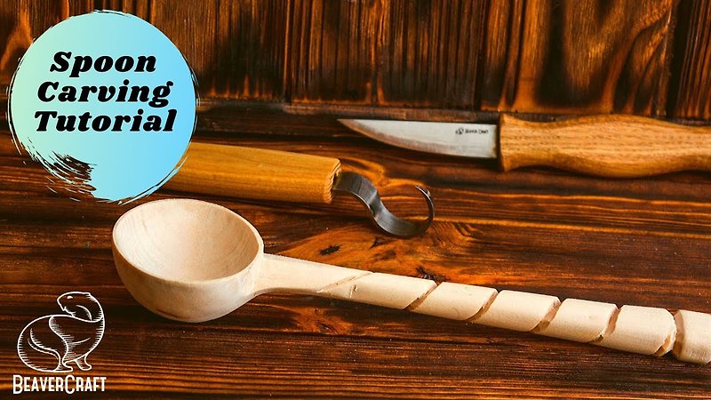 DIY Handmade Carving Material Pack - Spoon - Wood, Bamboo & Paper - Wood Brown
