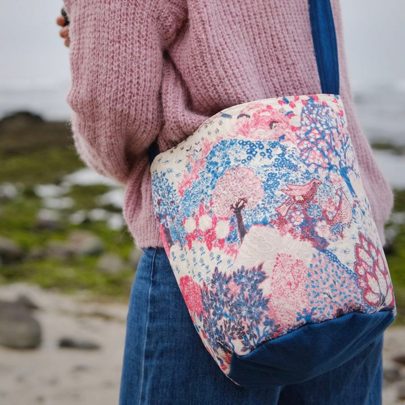 Neon Bird Tree Print Indigo Bucket Bag - Messenger Bags & Sling Bags - Other Man-Made Fibers 