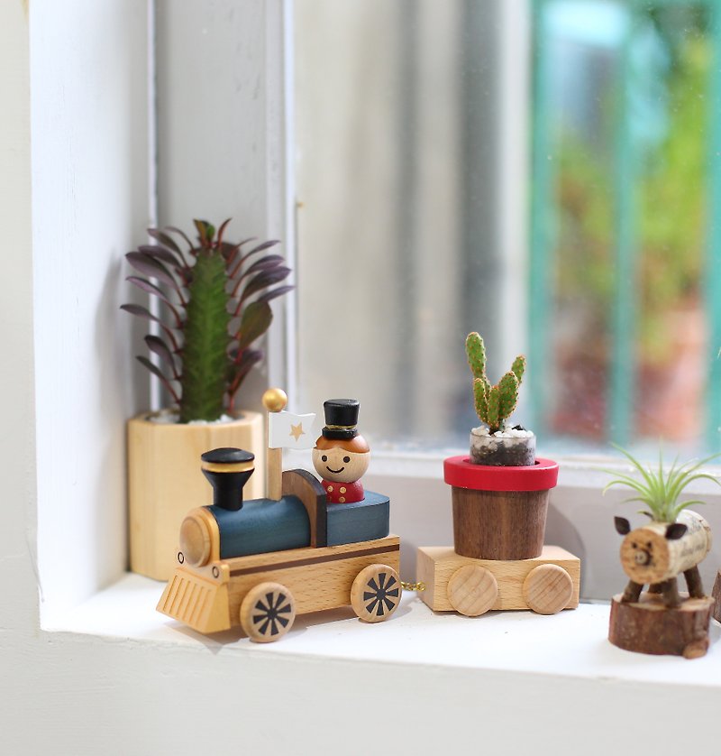 【電車】植物のない形の鉢植えの生活装飾|1251004Diguang - 観葉植物 - 木製 