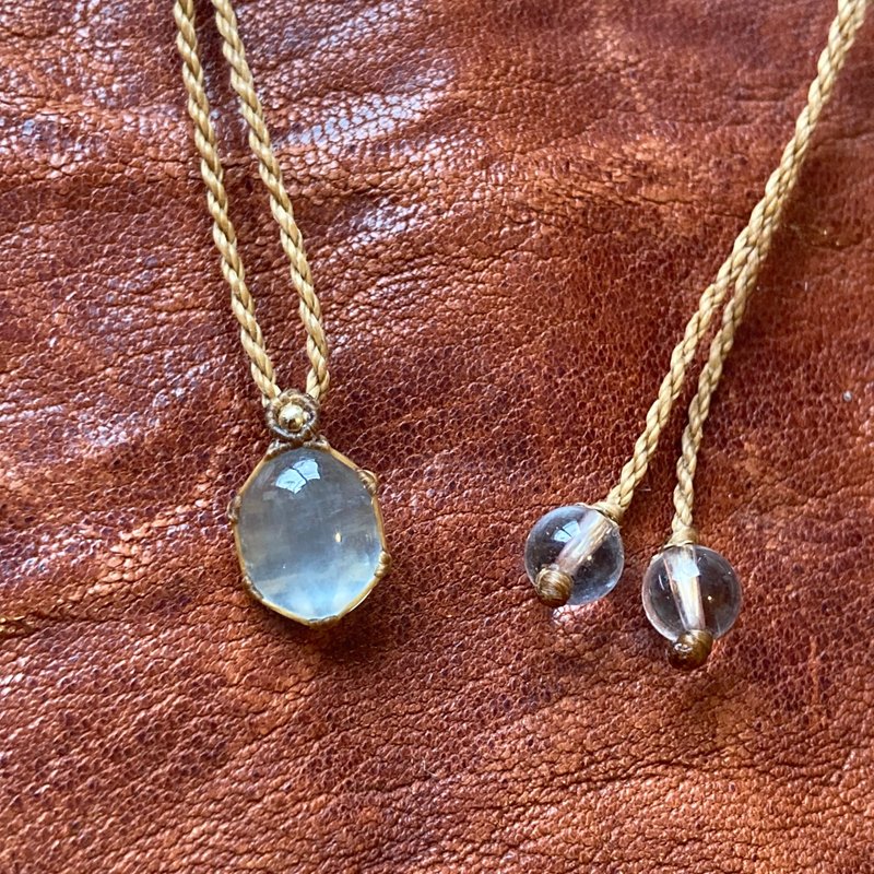 -Bare skin- アクアマリンマクラメネックレス - 項鍊 - 寶石 藍色