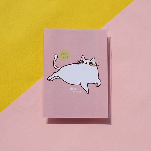 肉球paw pad 肉球/粉色白貓/明信片/異色瞳白貓