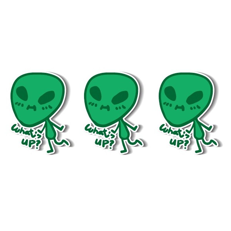 1212 fun design funny stickers everywhere waterproof stickers - Hello Alien - สติกเกอร์ - วัสดุกันนำ้ สีเขียว
