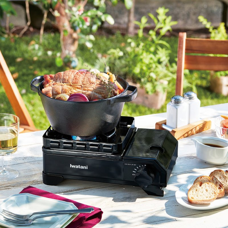 【Iwatani Rock Valley】Outdoor Windproof Jr. Mini Black Samurai Magnetic Gas Stove 2.3kW-With Storage Box - ชุดเดินป่า - วัสดุอื่นๆ 