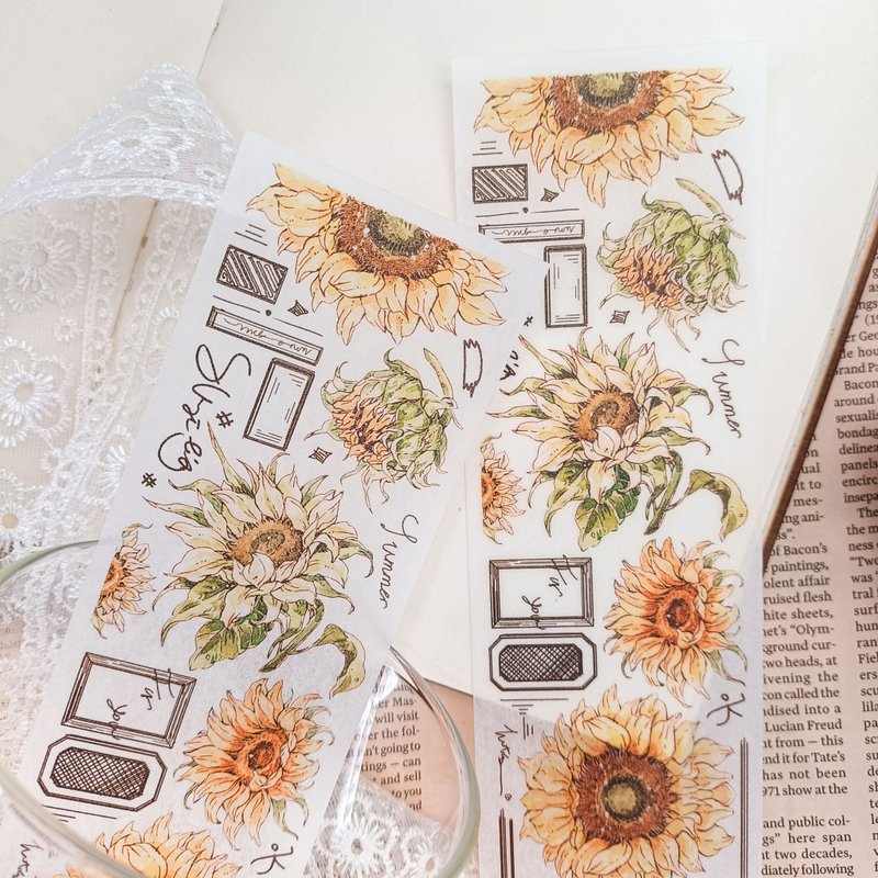 076 向日葵序4 Sunflower Story 5  / 和紙貼紙 washi stickers - 貼紙 - 其他材質 多色