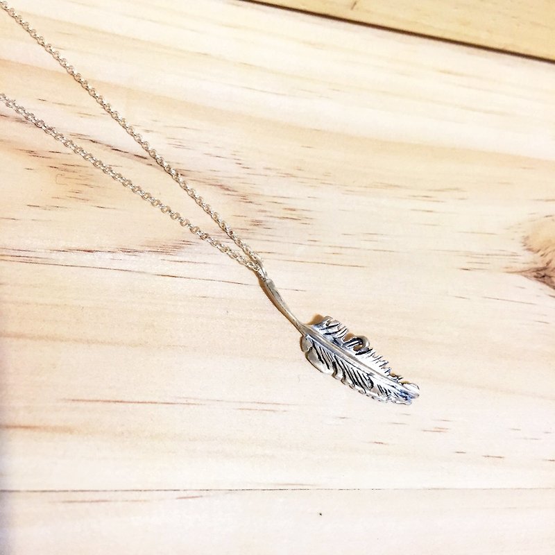Heart Feather Necklace. Free Heart (Straight Necklace) - Necklaces - Other Metals White