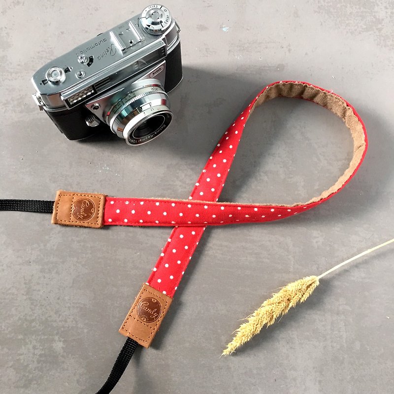 Red Polkadot Mirrorless camera Strap - Cameras - Cotton & Hemp Red