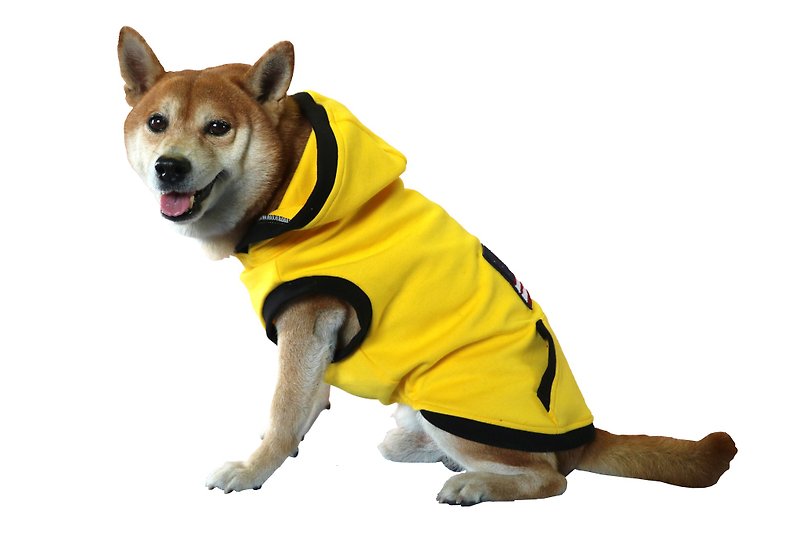 【毛公爵】寵物衣  造型口袋帽T - 寵物衣服 - 棉．麻 黃色