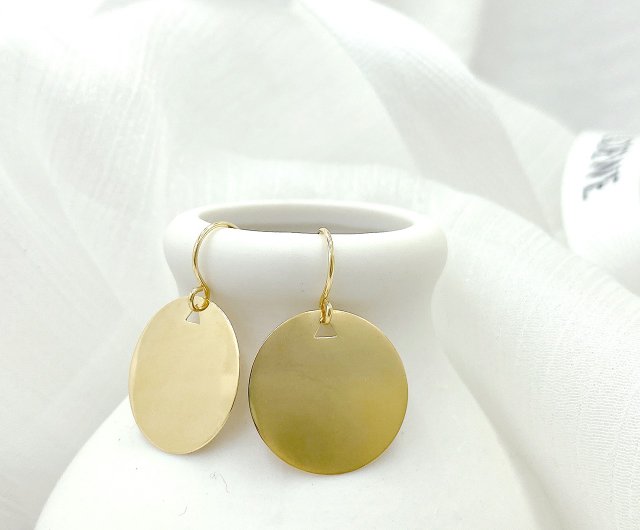 Kimura light jewelry / 18K gold / Japanese mirror simple earrings