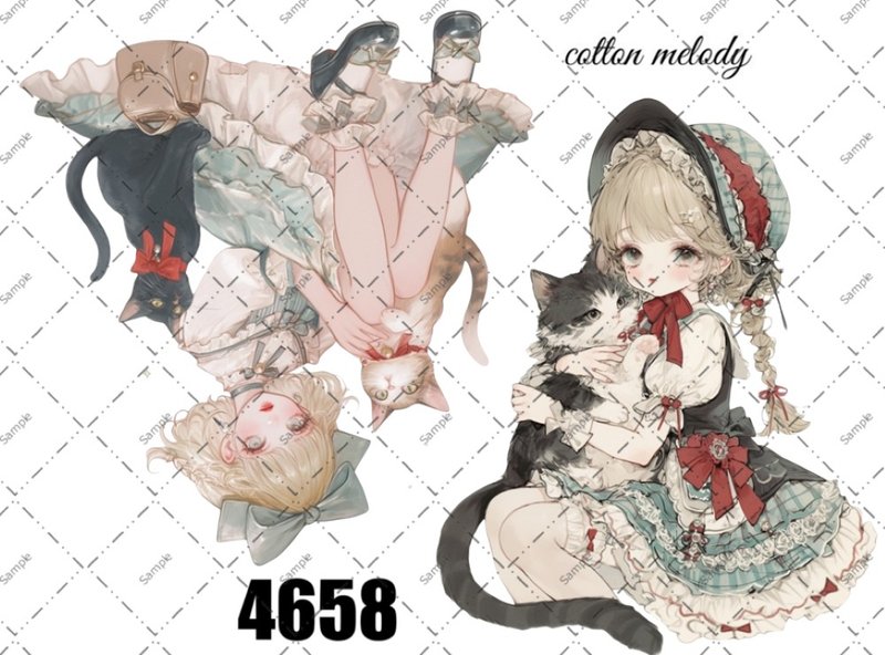 original sticker no.4658 人物ステッカー オリジナルステッカー オリジナル人物ステッカー 装飾ステッカー cotton melody - 貼紙 - 紙 