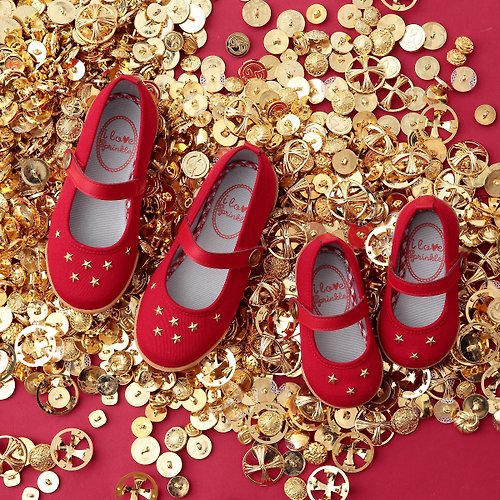 I Love Sprinkle Gina紅色星星鉚釘娃娃鞋