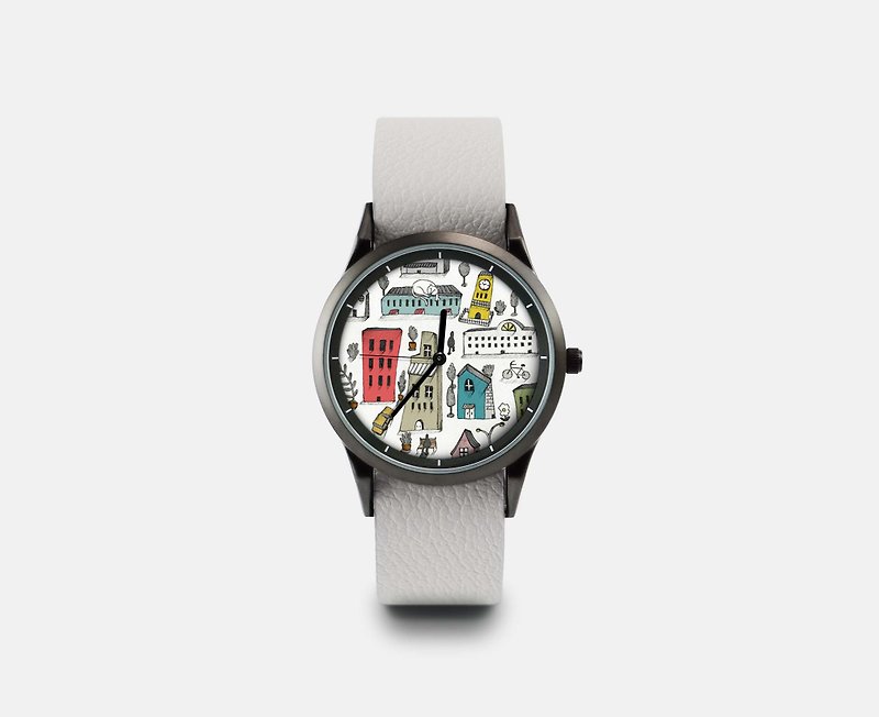 【Illustration Watch】-Daylight in the city - Women's Watches - Other Metals White