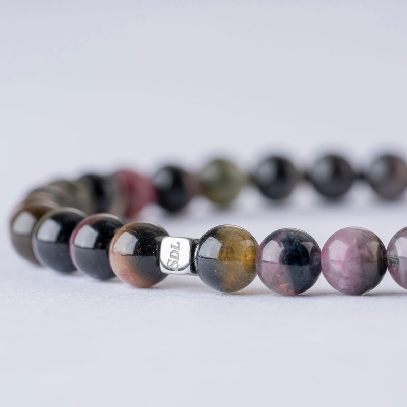 D14503 old mine watermelon tourmaline | natural energy bracelet | 4.5-5.5mm - สร้อยข้อมือ - คริสตัล หลากหลายสี